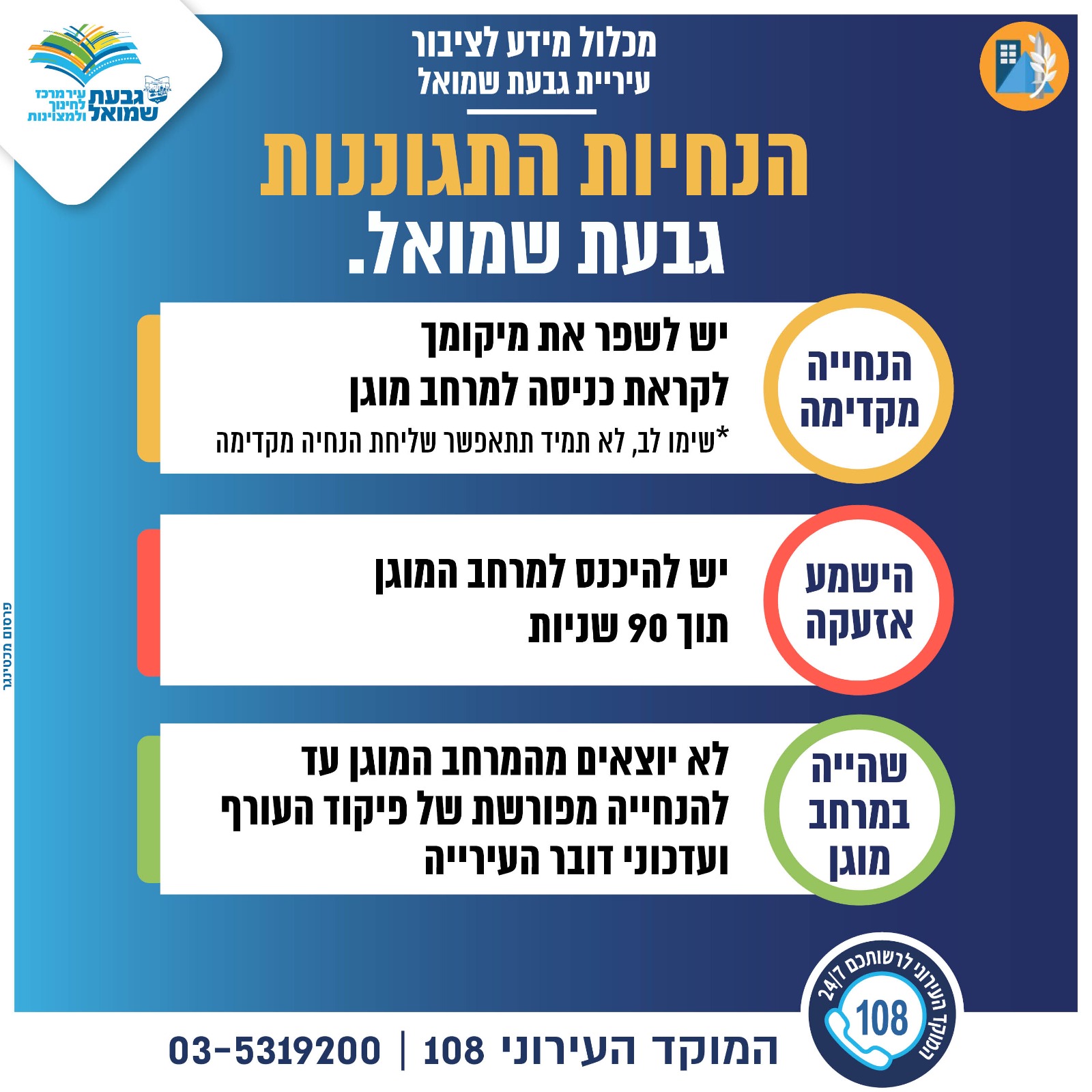 הנחיות התגוננות בגבעת שמואל